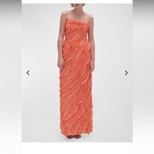 Aje Terrene Strapless Frill Maxi Dress
